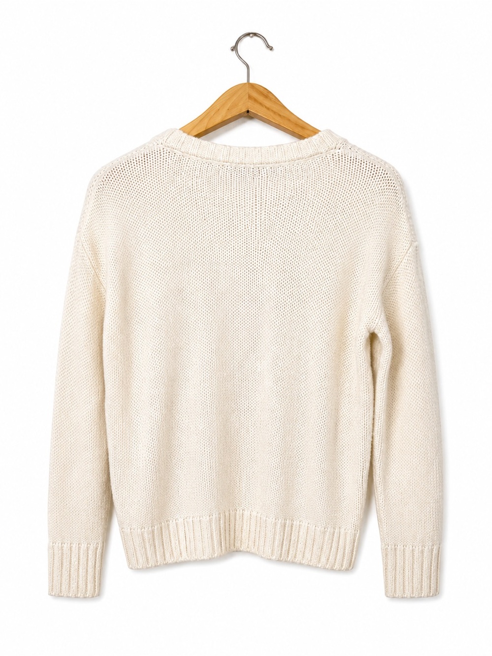 Banana Republic Cable Knit Sweater Sz S Cream Clean Girl 90s Minimal Office Lux - Picture 3 of 7